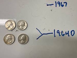 Four 1964D Silver Quarters