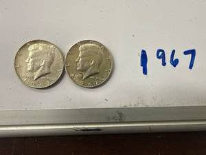 Two 1967 Kennedy Half Dollars