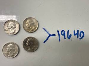 Four 1964D Silver Quarters