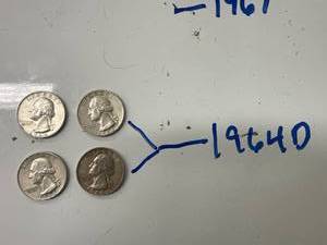 Four 1964D Silver Quarters