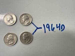 Four 1964D US Silver Quarters