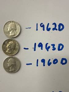 Three Silver Washington Quarters