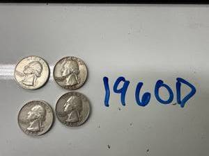 Four 1960D Silver Quarters
