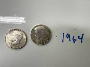 Two 1964 Kennedy Half Dollars