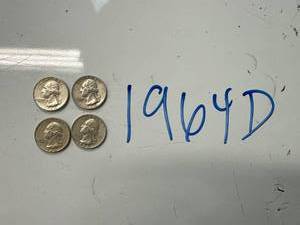 Four 1964D Silver Quarters