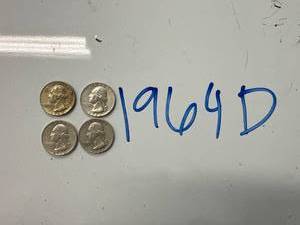 1964D Silver Washington Quarters