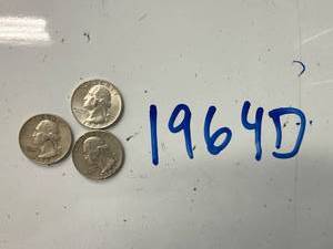 1964D Silver Washington Quarters