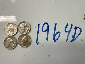 1964D Silver Washington Quarters