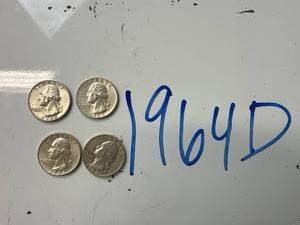 Four 1964D Silver Quarters
