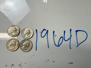 Four 1964D Silver Quarters