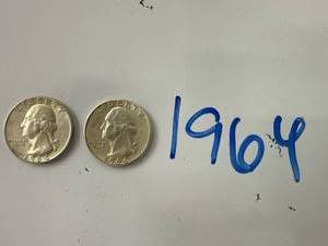 Two 1964 Silver Quarters