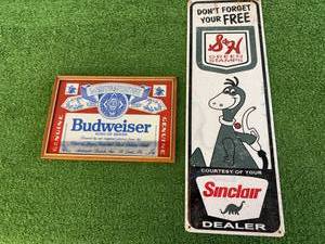 Budweiser Mirror & Sinclair Metal Sign