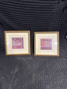 Framed Abstract Floral Art Pair