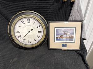 Wall Clock and Framed Duck Print