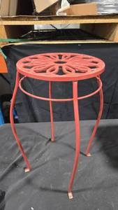 Red Metal Floral Plant Stand