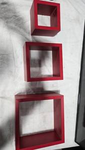 Set of 3 Red Wall Shelves
