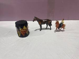 Decorative Drum and Horse Figurines