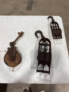 Antique Metal & Wood Pulleys