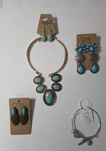 Necklace , Earrings, Bracelet.&nbsp Turquoise color.