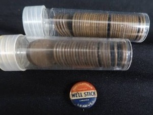 VINTAGE BUTTON AND WHEAT PENNIES