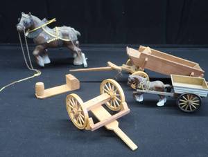 VINTAGE CLYDESDALES AND WOODEN WAGONS