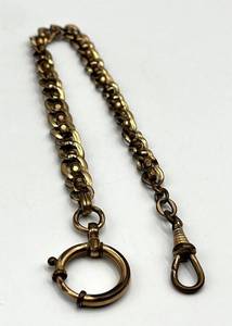 Watch Fob Chain - Gold-Tone, 11 Long, 0.25 Wide with Ring & Clip