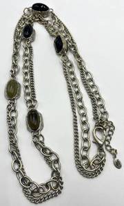 18-Inch Sage Green Gemstone Bezel Necklace - Sterling Silver Chains, 1 x 0.75 Inch Cabochons