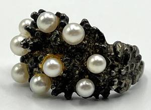 Sterling Pearl Ring - Pearl Cluster, Size 7