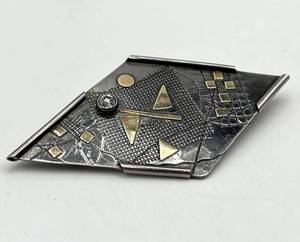925 Sterling Silver Geometric Brooch Pin - 2.5 x 1.5 in