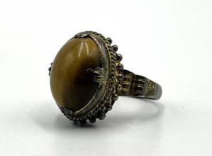 Sterling Silver Tigers Eye Ring - Adjustable, 0.75 x 0.50 in Stone