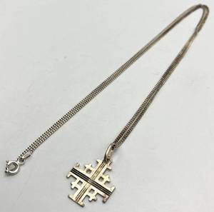 Sterling Silver 925 Jerusalem Cross Pendant Necklace, 12 in Chain, 1 in Pendant