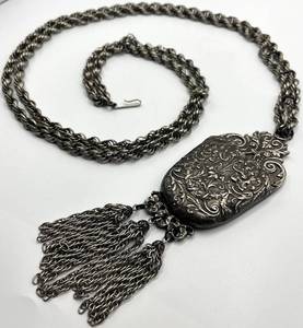 Etruscan Pocket Pendant Necklace - 33.5 in Chain, 7 x 2.5 in Pendant