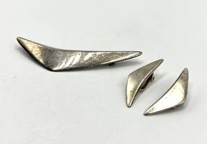 Sterling 925S Denmark Brooch Pin & Clip-On Earrings - 3-Piece Set