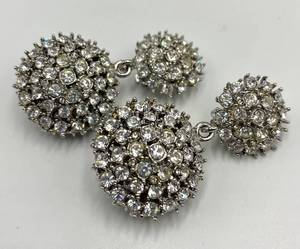 St. John Clip-On Earrings - Crystal Cluster, 2.5 In Dia x 1.25 In W x 0.75 In D