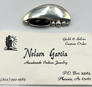 Nelson Garcia Sterling Silver Brooch Pin 2 x 1 in - Handmade Indian Jewelry
