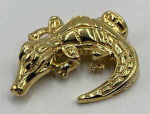 St. John Alligator Brooch Pin - Gold Tone - 2.25 x 2 in, 0.25 in thick