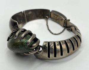 Mexican Sterling Silver Turquoise Cuff Bracelet - 3in L x 0.5in W