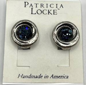 Patricia Locke Clip-On Earrings - 0.75 in Diameter, Blue Stones