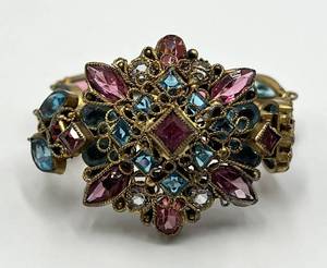 Robert Original Brooch Bracelet - 6.5in L, Center 1.5x1.25, Multicolor Crystals