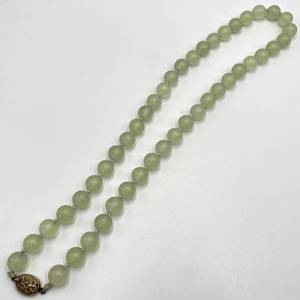Beaded Necklace with Silver Clasp - Pale Green Beads, 12in L, 0.5in Dia