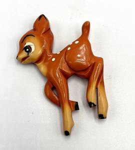 Bambi Bakelite Deer Brooch Pin - Vintage Orange w White Spots, 3.5x2.5x0.25 in