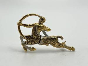 Sagittarius Zodiac Archer Brooch Pin - 2 x 1.25 in Gold-Tone