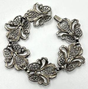 Sterling Silver Butterfly Link Bracelet - 7.5 Inches Long, 1 Inch By 1 Inch Links