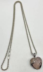 Rose Quartz Pendant Necklace 925 Sterling Silver - 15 Chain, 1.25 Heart Pendant