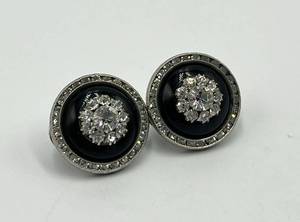 Antique Crystal Clip-On Earrings 0.75 Inch Diameter Halo Cluster
