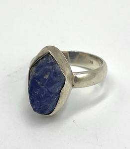 Tanzanite Ring - 925 Sterling Silver - Size 7 - Rough Cut 0.75 x 0.50 In