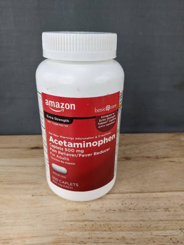 500 Amazon Basics Extra Strength Acetaminophen Caplets 500 mg - Brand New
