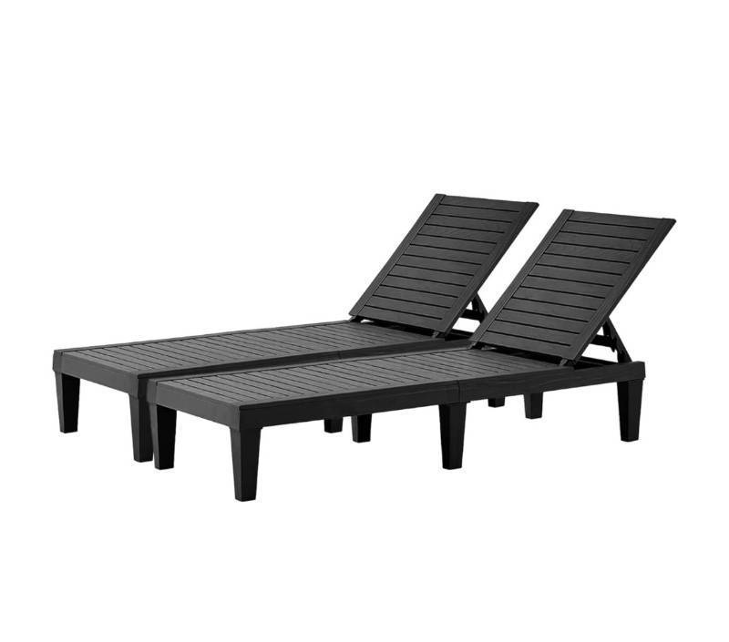 Chaise Outdoor Adjustable Black Lounge Chairs, 2 Total - Brand New A