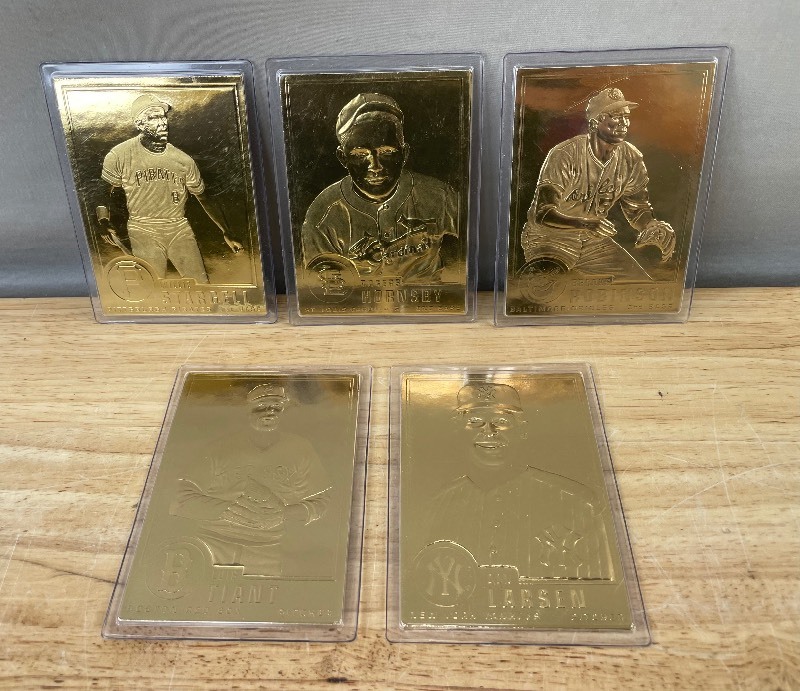 22kt Gold The Danbury Mint MLB Baseball Cards, 5 Total - Stargell, Robinson, Hornsby