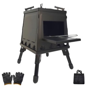 Iron Portable Wood or Charcoal Burning Heavy Duty Black Outdoor Camp Stove - Brand New